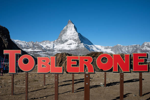 Matterhorn Toblerone photospot at Rotenboden station stock photo