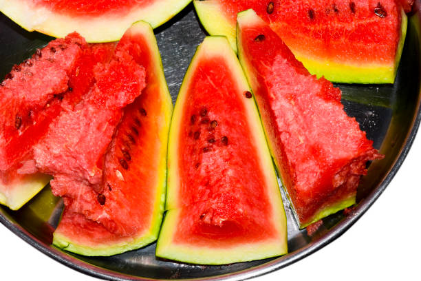 istock Fresh testy sliced watermelon on plate. 1397840819