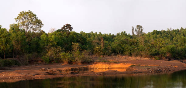 istock Evening light on man made lake at village Kasal 1397841862