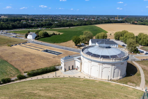 The Museum of the Battle of Waterloo Waterloo, Belgium - July 14, 2018: An aerial view of the popular tourist destination. coalition building stock pictures, royalty-free photos & images