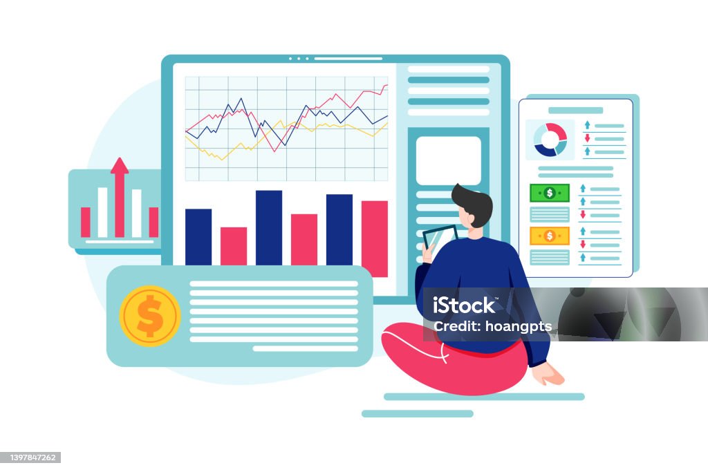 Monitorizarea finanțelor - vector de stoc Date fără redevențe Monitorizarea finanțelor - vector de stoc Date fără redevențe