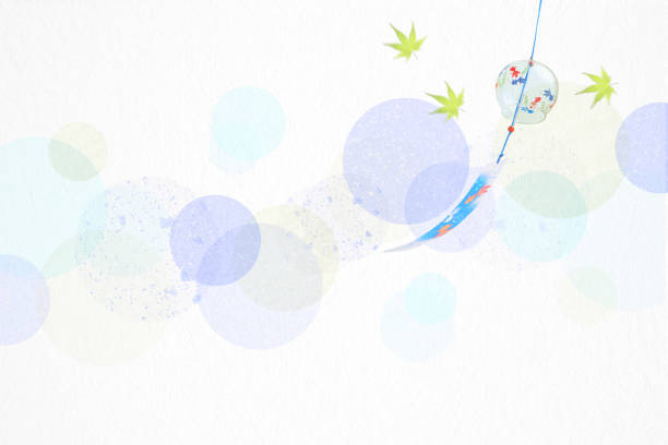 куранты ветра, свежий зеленый и небо (мягкое изображение) (фон японской бумаги) - spring leaf wind sunlight stock illustrations