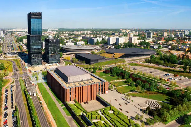 Aerial view of Katowice cityscape in Poland