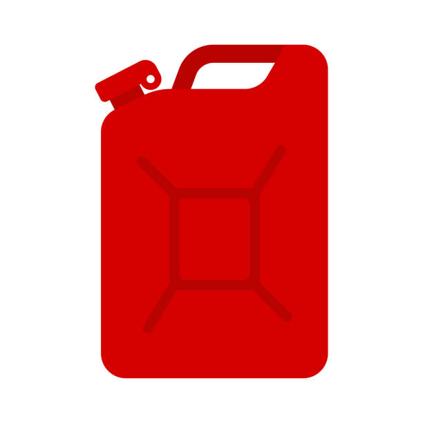 가솔린 캐니스터 아이콘. 가솔린 이나 기름의 제리 수 있습니다. - gas fuel pump symbol metal stock illustrations