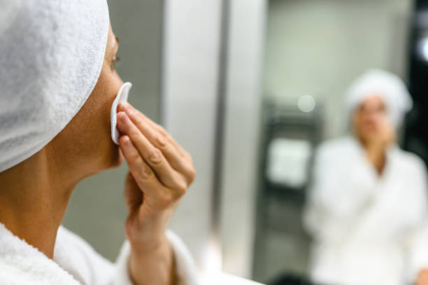 istock Mature woman removing make up 1397852533