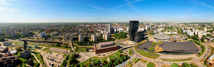 Aerial view of Katowice cityscape in Poland