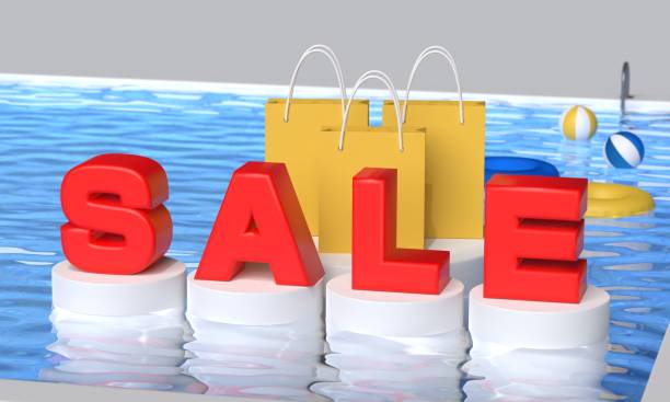 istock Pool and summer shopping image 3dcg illustration 1397855500