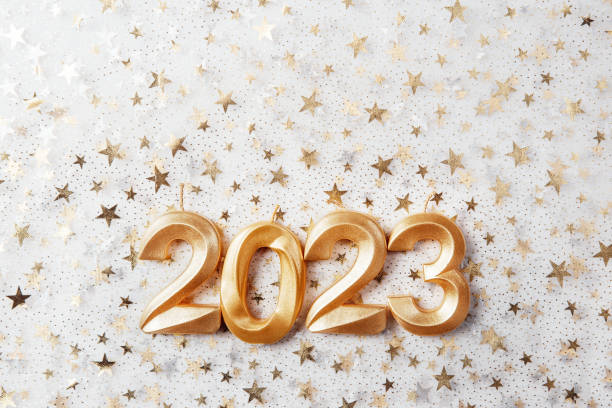 istock Holiday background Happy New Year 2023. 1397857074