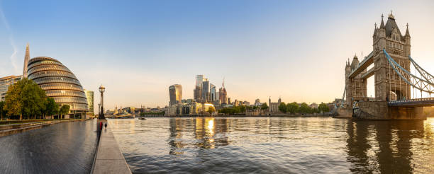 london the skylineof london in the early morning tower bridge london england bridge europe stock pictures, royalty-free photos & images