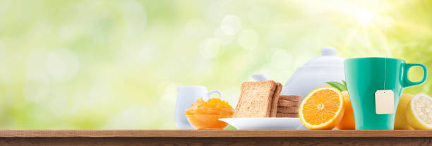 Healthy delicious tea break outdoors