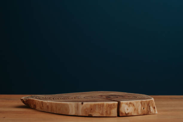 istock Wooden desk and copy space with navy background 1397867971