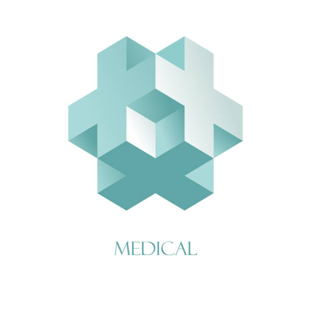 geometric 3d cross vector illustration. icon for health care and medicine, pharmacy clinic, veterinary. abstract plus symbol template vector art illustration