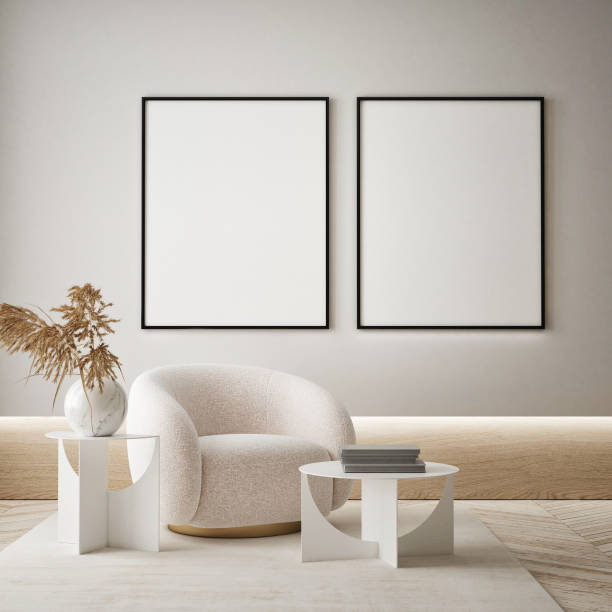 istock mock up poster frame in modern interior background, living room, Scandinavian style, 3D render, 3D illustration 1397869598
