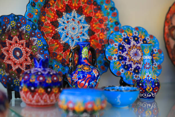 Albanian ceramics in the shop Albanian ceramics in the shop for souvenirs albania stock pictures, royalty-free photos & images