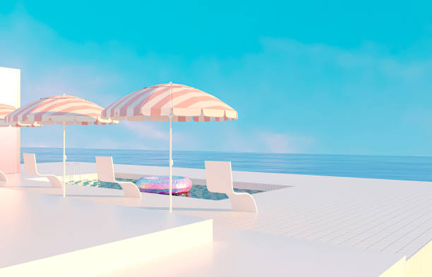 istock Abstract Summer beach scene with with geometric form. 1397870483