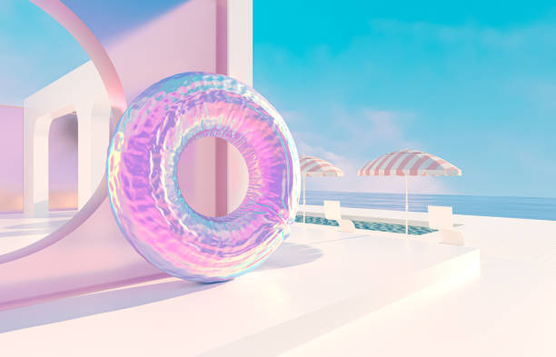 istock Abstract Summer beach scene with with geometric form. 1397870505