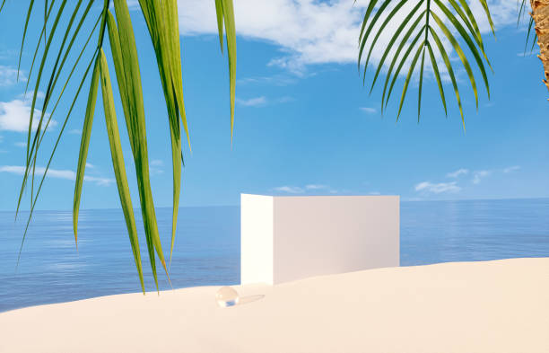 istock Natural summer beach scene with a podium for product display. 1397870626