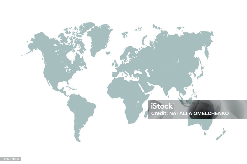 Vecteur de carte monde isolé sur fond blanc - clipart vectoriel de Planisphère libre de droits