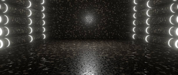 istock Empty Blank Corridor Tunnel Dark Grey Banner Background 3D Illustration 1397877268