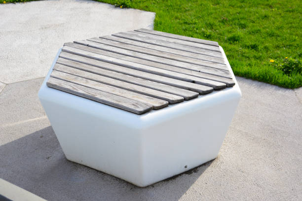 istock hexagon bench in the public park, close-up 1397877733