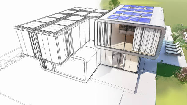 устойчивый домашний проект - modular home стоковые фото и изображения