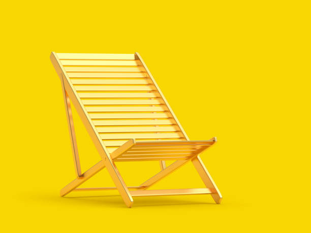 istock One golden deck chair 1397881826