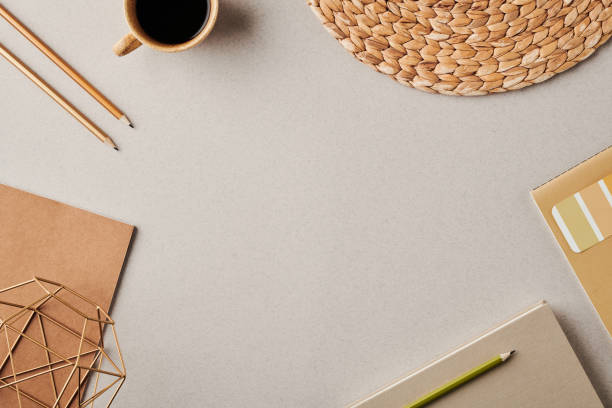 istock Group of objects or office supplies surrounding copyspace for your text 1397888879