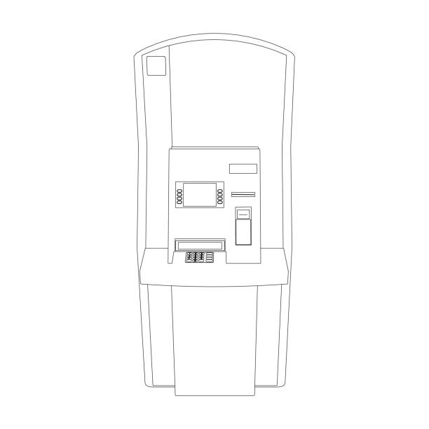 istock Outline of an ATM from black lines isolated on a white background. Front view. Vector illustration. 1397889283
