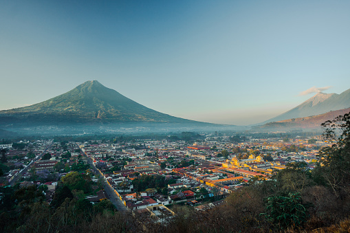 Scenic  view of Antigua city at sunrise