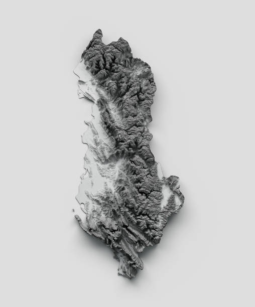 istock Albania Map Shaded relief Color Height map on white Background 3d illustration 1397897866