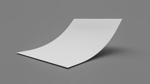istock Bent empty paper sheet. empty paper Mockup A4 format paper with shadows on gray background 3d Illustration 1397898237