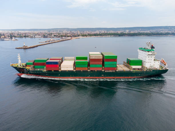 istock Aerial top view container ship, shipping or transportation concept background. 1397899060