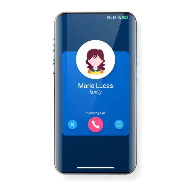 Vector illustration of user interface mobile app pop up incoming call screen template