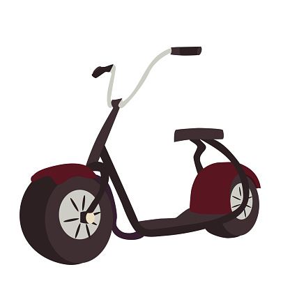 electro scooter flat color vector illustration. modern electric bike. Urban moped for riding. Delivery transport isolated cartoon object on white background