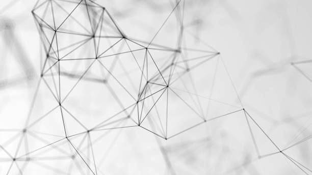 istock Abstract plexus geometrical shapes. Connection and web concept. Digital, communication and technology network background with moving lines and dots. Flickering star light. Color white 1397910706