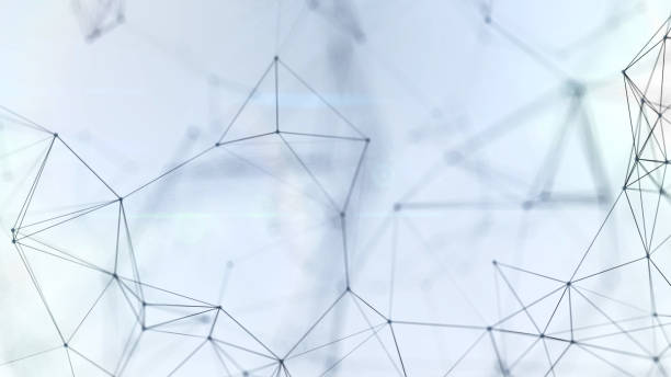 istock Abstract plexus geometrical shapes. Connection and web concept. Digital, communication and technology network background with moving lines and dots. Flickering star light. Color white 1397912956