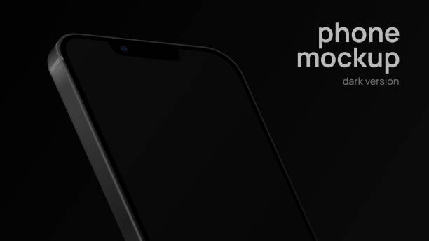istock Total Black Advertisement Banner. Smartphone in Rotated Position. Dark Mockup 1397914612