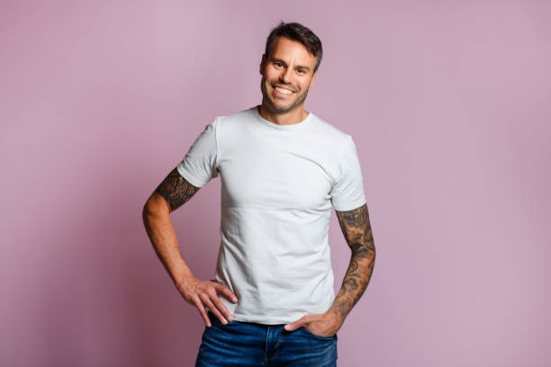 istock Mature Men Smiling, Isolated On purple color 1397914735