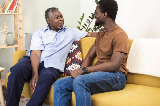 istock Young African American visiting his old dad 1397916317