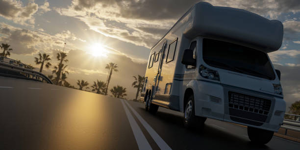 istock 3d car motorhome, 3d rendering concept for advertising 1397917788