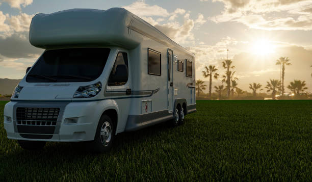 istock 3d car motorhome, 3d rendering concept for advertising 1397917811
