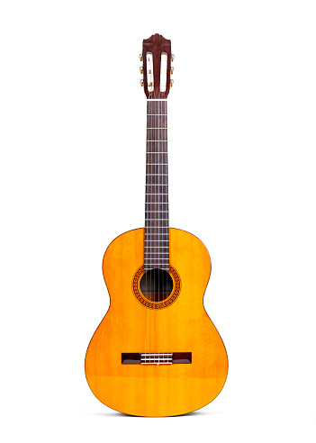 beautiful wooden guitar close up