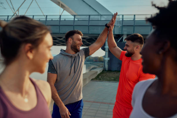 istock Fitness group high-giving before a run 1397923588