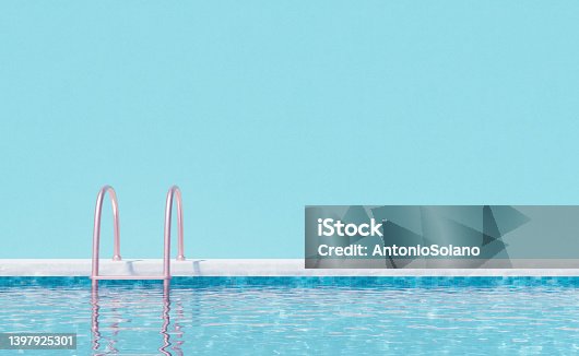 istock Pool with clean water and ladder 1397925301