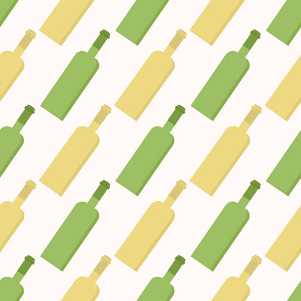 рисунок желтой и зеленой бутылки на светлом фоне - beer backgrounds alcohol glass stock illustrations