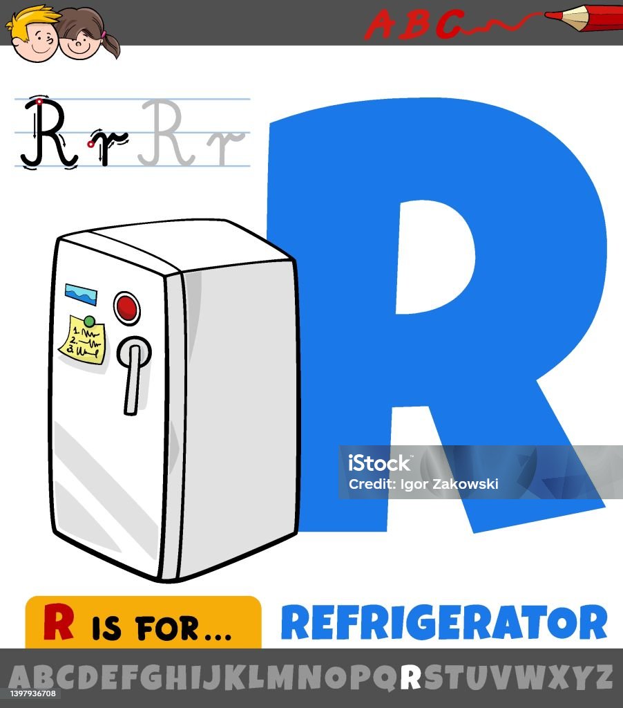 Letter R Fridge Letter R Worksheet With Cartoon Refrigerator Object Stock Illustration ...