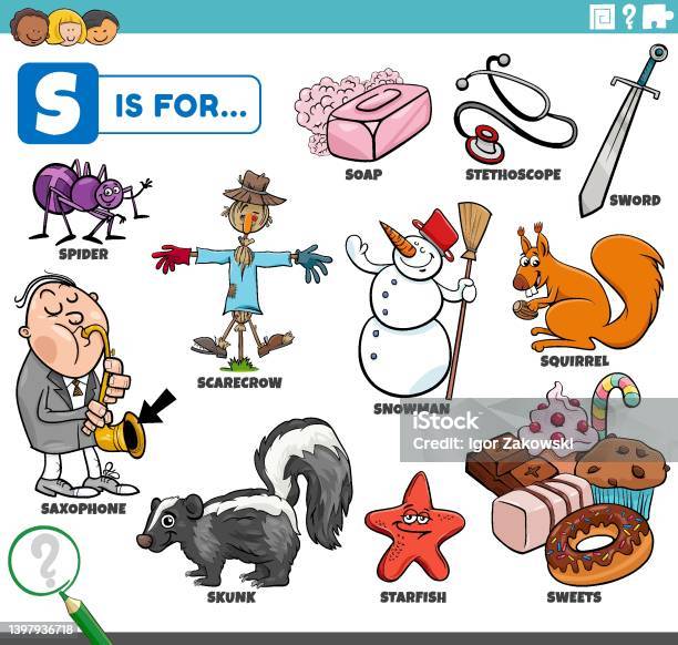 letter h words educational set with cartoon characters 7048127 Vector Art  at Vecteezy