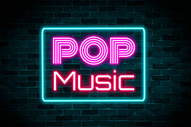 istock Pop music neon banner on black background. 1397939011