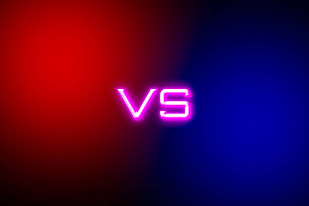 istock Versus neon banner with red and blue color on background 1397939015