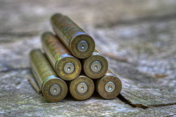What's left at the end of the driven hunt are empty cartridge cases. stock photo